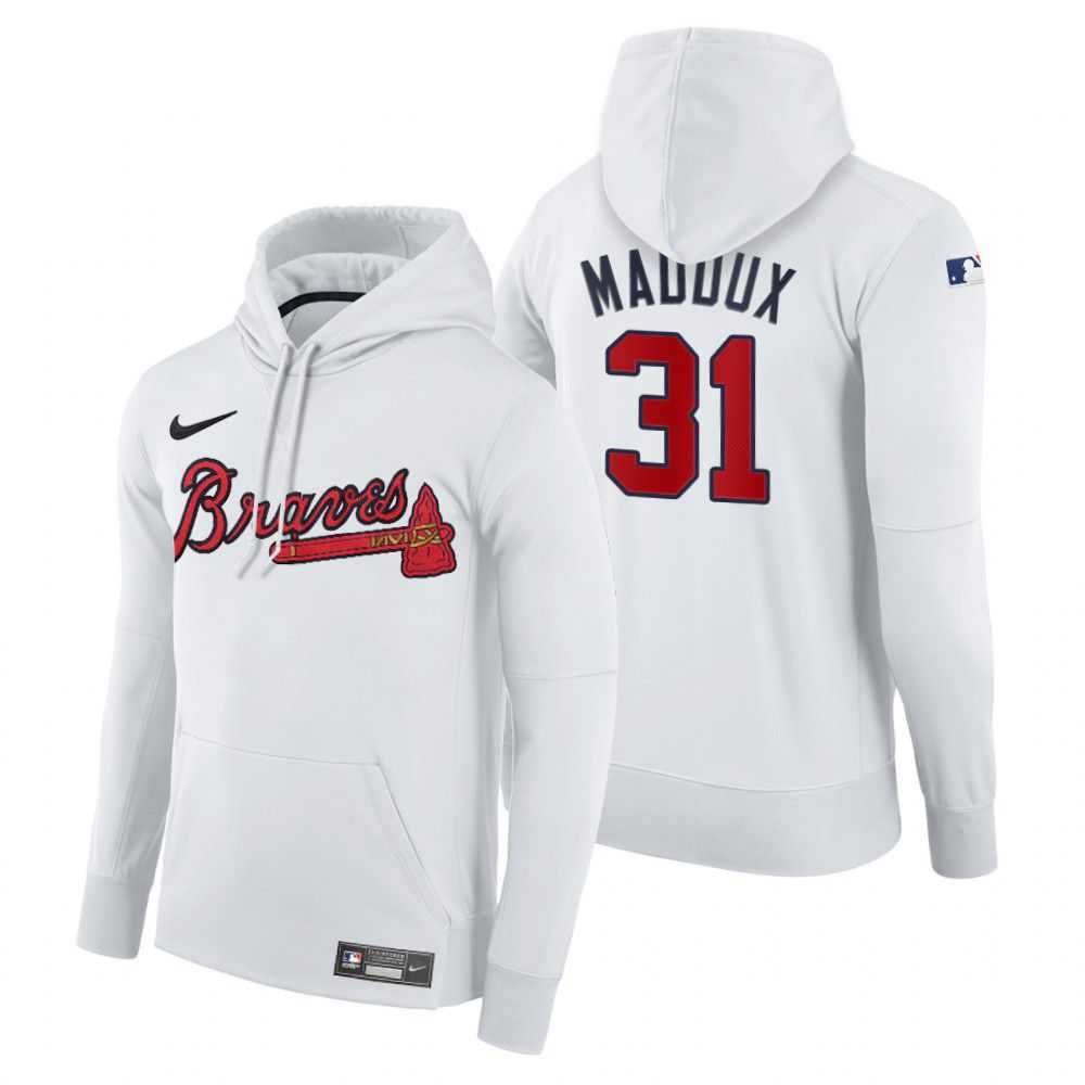 Men Atlanta Braves 31 Maddux white home hoodie 2021 MLB Nike Jerseys